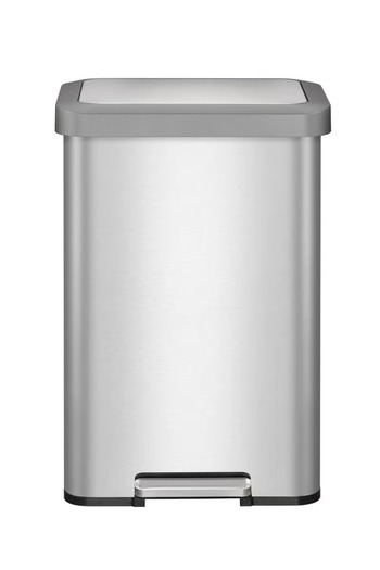 EKO COZY 45L Step Trash Bin – Brushed Stainless Steel, Soft-Close Lid, Fingerprint-Resistant