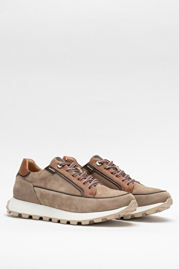Dericlub Deri̇club Men's Thick Sole Lace-Up Casual Shoes Real Suede Leather Cr 2683 Mink