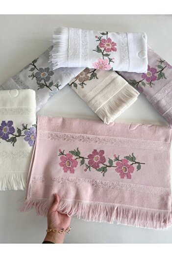 SARRA HOME MYSOFT 50X90 КОЛЬОРОВИЙ РУШНИК З ВИШИВКОЮ - КВІТКА