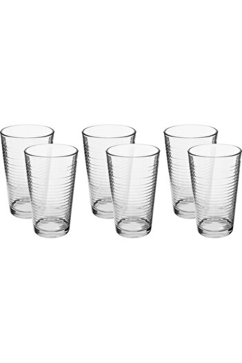 Alsaif Gallery Water Glass Set, 350ml, Engraved, 6 Pieces - Transparent