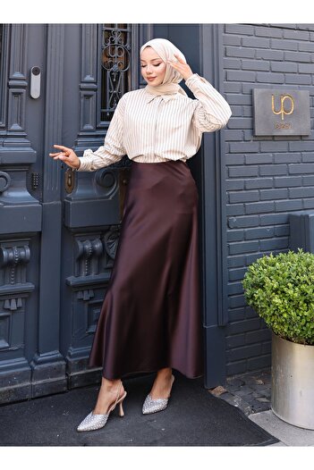 VAV Satin Skirt - Brown - Vav