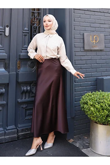 VAV Satin Skirt - Brown - Vav