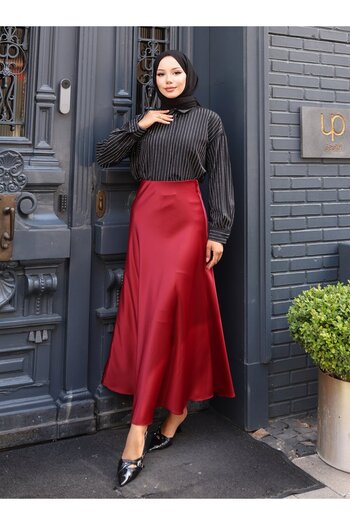 VAV Satin Skirt - Burgundy - Vav