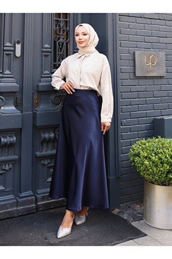 VAV Satin Skirt - Navy Blue - Vav