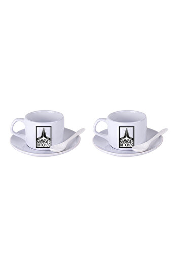 LIWOGY Namaste Printed Tea & Coffee Cup Set with Double Spoon