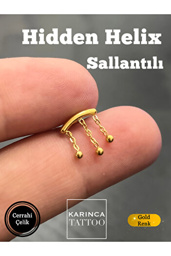 Karınca Piercing Hidden Helix Piercing Zincir Sallantılı Cerrahi Çelik Flat Kıkırdak Lobe Kulak Küpe