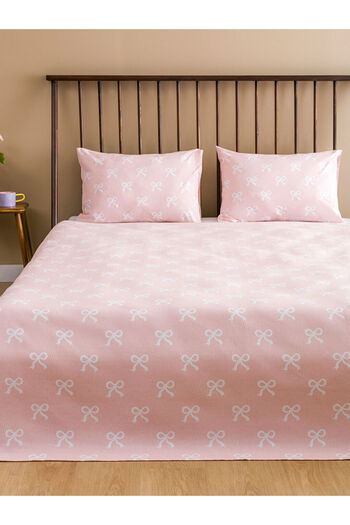 LC Waikiki Pink Bow Patterned Double Pique Set