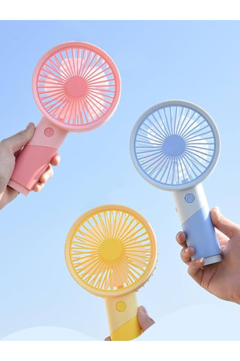 Pembe Pasaj Mini Fan Vantilatör - Masaüstü El fanı - Turbo Üfleme - Şarjlı Vantilatör