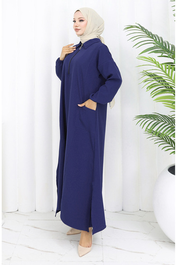 sefamerve Double Fabric Long Tunic Trousers Double Suit 0034-09 Dark Navy Blue