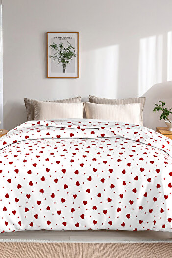 Lorien Heart Patterned, Lorien Jacquard and Printed 100% Cotton Single Pique (Bedspread) – 155X235 cm