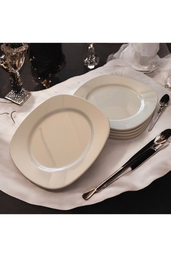 BARITCIOGLU Not Porcelain Square Serving Plate 20 cm 6 Piece Set Break Resistant Porelin