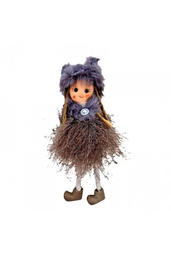 OEM Decoratiune pentru pomul de Craciun, fetita eleganta, 16 cm, gri