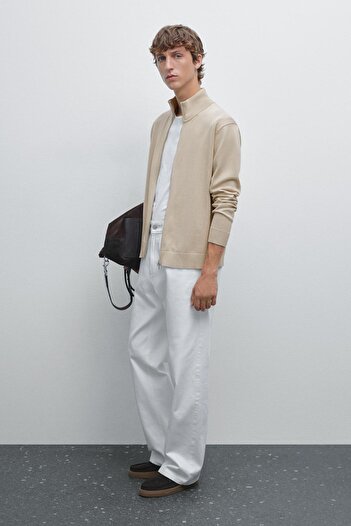Massimo Dutti Fermuarlı %100 pamuklu hırka