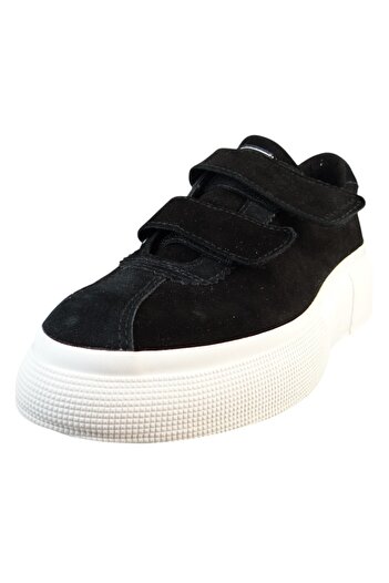 Superga Damen Low Sneaker 2822 Club 5 Suestrapsw S11189w Silberfarben 005 Black Leder