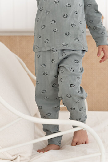 Lilabio %100 Pamuk Desenli Erkek Çocuk Pijama Takımı