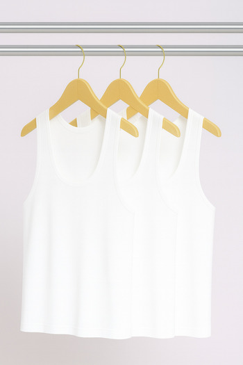 QKK Men's Lycra Bamboo White 3-Piece Undershirt Qi̇2K7L1K9K.3L