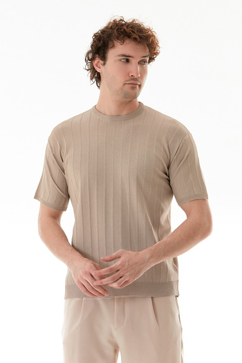 Fulla Moda Striped Crew Neck Knitwear T-Shirt