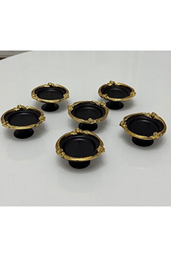 SEVA ÇELİK Black Color Rose Frame 6 Pieces Macaron Cup Coffee so Lucky Cup