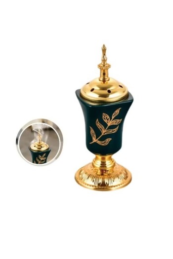 DLC Luxurious and elegant incense burner with charcoal wooded gold