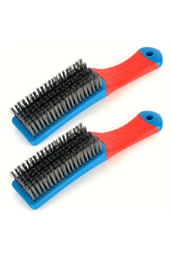 Choice1 2pcs Wire Brush Duty Stainless Bristles With Plastic Handle Grip For Rust, Wielding Slag, Dirt & Pai