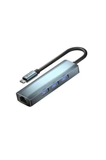 OEM HUB Adaptor 4in1, USB Type-C, 3xUSB 3.0+ LAN RJ45