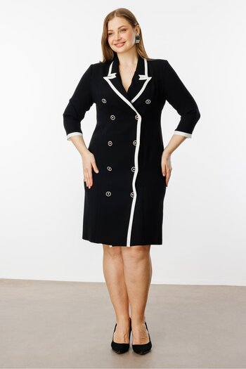 Moda İlgi Γυναικείο Φόρεμα Plus Size Μαύρο Διπλό Μπλουζάκι 08072 Μαύρο