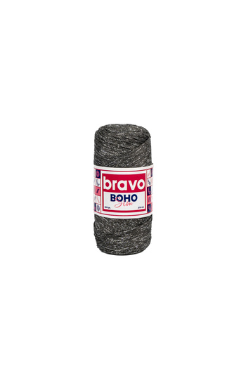 Bravo Boho Silvery Polyester Macrame Yarn 200 Gr 270 Meters (Color Code: 067g)-Dark Gray Silver