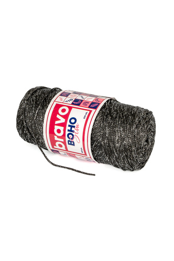 Bravo Boho Silvery Polyester Macrame Yarn 200 Gr 270 Meters (Color Code: 067g)-Dark Gray Silver
