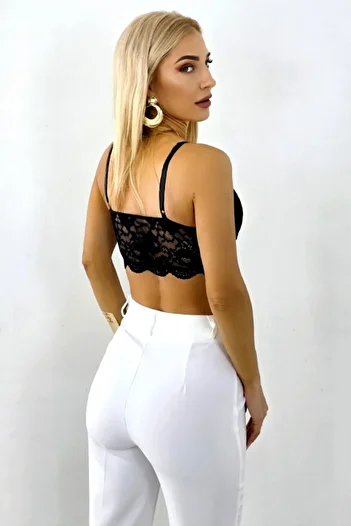 FashionForYou PARTYS elegant corset top with lace and asymmetrical hem, Black, M