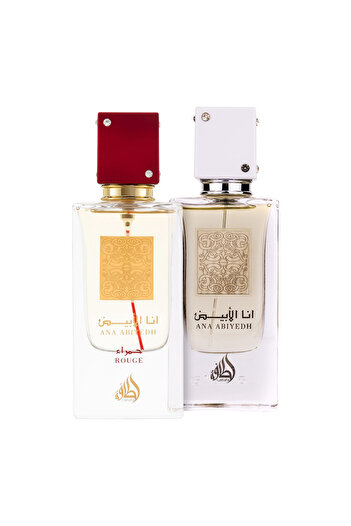 lattafa Pack of 2 perfumes, Ana Abiyedh White 60 ml and Ana Abiyedh Rouge 60 ml
