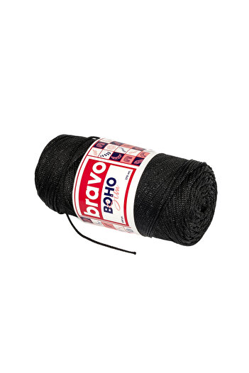 Bravo Νήματα μακραμέ από πολυεστέρα Boho Glitter 200 gr 270 μέτρα (Κωδικός χρώματος: 270S) Μαύρο