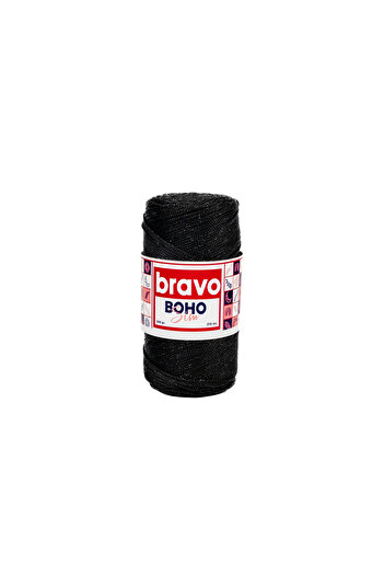 Bravo Νήματα μακραμέ από πολυεστέρα Boho Glitter 200 gr 270 μέτρα (Κωδικός χρώματος: 270S) Μαύρο