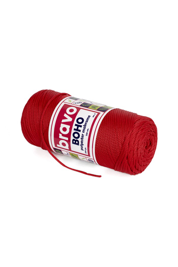Bravo Boho Polyester Macrame Yarn 200 Gr 230 Meters 4 mm (Color Code: 100) Red