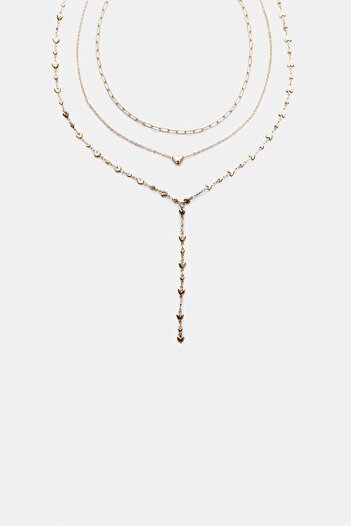 Stradivarius 3'lü kalp lariat kolye seti
