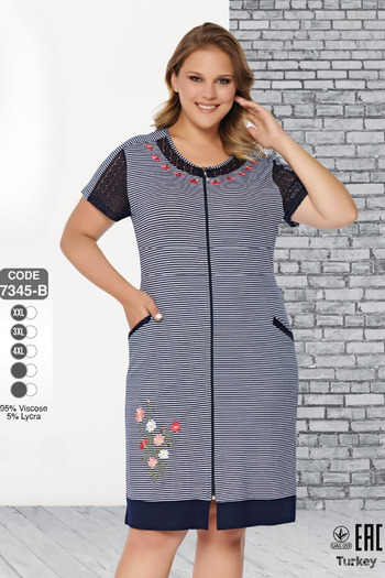 ROMEO LİFE Women's Plus Size Viscose Lycra Fabric Zipper Dress 7345-B