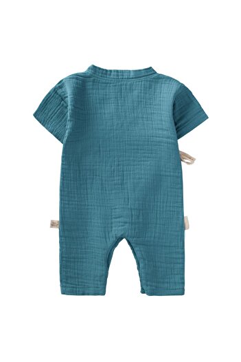 Cigit Organic Double Breasted Muslin Jumpsuit 0-9 Months Turquoise