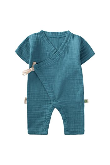Cigit Organic Double Breasted Muslin Jumpsuit 0-9 Months Turquoise