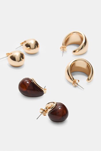 Stradivarius 3'lü mini hacimli küpe seti
