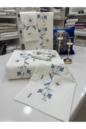 incisecrethome Handwork Needlework Embroidered Rococo Pique and Duvet Cover Set 7 Pieces