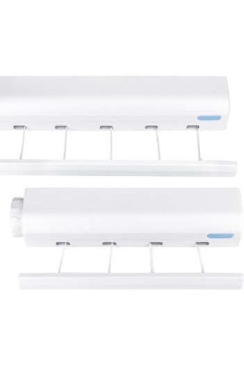 Generic Self-Retractable Indoor Plastic Clothesline Drying Hanger Wall Mounted Hanging Rack for Bathroom Con