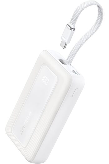 Anker Zolo Power Bank, 10,000mAh 30W High-Speed Portable Charger with Built-In USB-C Cable
