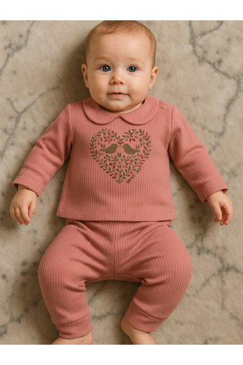 minella kids Baby Girl Double Set with Floral Sparrow Pattern