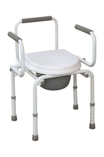unbranded Steel Commode Chair with Adjustable Height, Backrest, and Armrest for Seniors