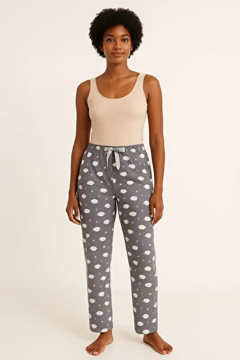enmodaiçgiyim Patterned Women's Single Bottom – Comfortable and Stylish with 100% Cotton Viscose Stretch Fabric