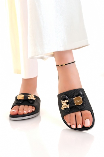 Modafırsat Women's Slippers Black Non-Slip Waterproof Stylish Home Out Beach Summer Daily Slippers