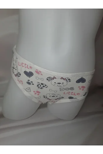 Butik White Patterned Heart Lycra Girl Comfortable Convenient Panties
