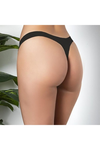 Shop58 Pack of 3 Seamless, No Trace, Laser Cut, String Panties Black (Brf21262)