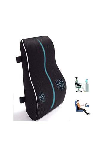 Bonjour Lumbar Support Pillow for Office Chair Memory Foam Back Cushion for Back Pain Relief Improve Posture
