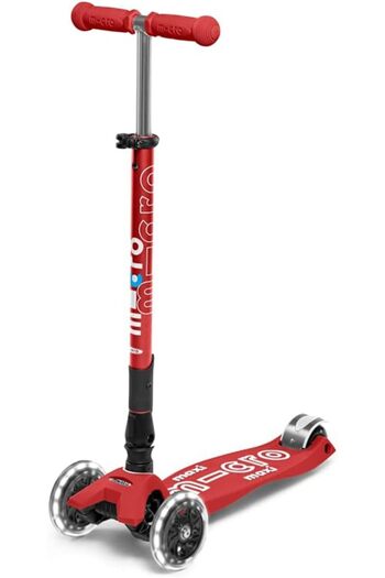 Micro Micro Maxi Micro Deluxe Foldable LED Red | Scooter for Kids | Kids Scooter | Scooter with LED Wheels
