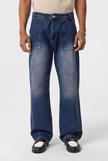 VAMOSCLO Pocket Detailed Baggy Fit Jean Light Blue